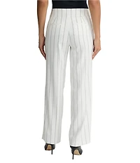 Kasper Pin Stripe Flat Front Full Length Wide Leg Coordinating Pants