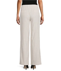 Kasper Pinstripe Fly Front Wide Leg Pants