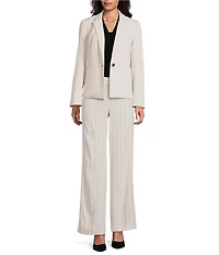 Kasper Pinstripe Fly Front Wide Leg Pants