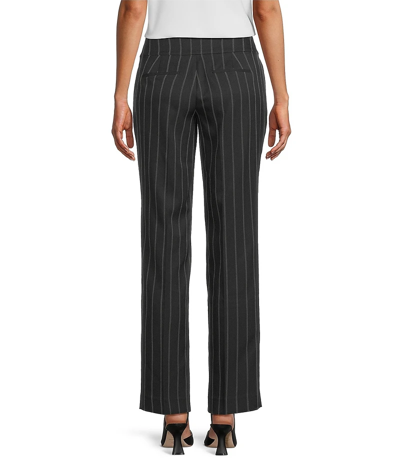 Kasper Pinstripe Mid Rise Straight Leg Pants