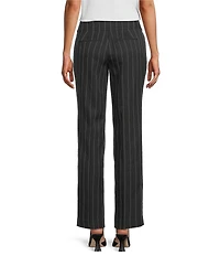 Kasper Pinstripe Mid Rise Straight Leg Pants