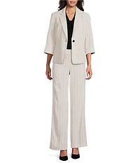 Kasper Pinstripe Notch Collar One-Button Jacket