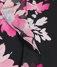 Kasper Plus Cap Sleeve Printed Jersey Knit Ruffle Blouse