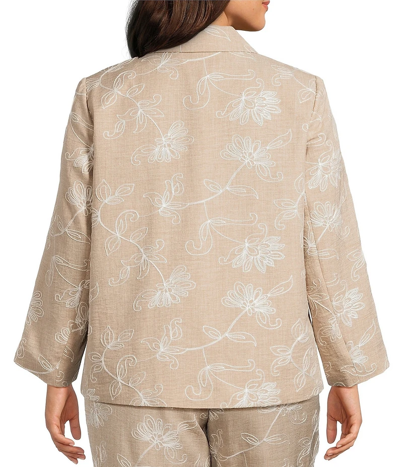 Kasper Plus Embroidered Jacket With Collar