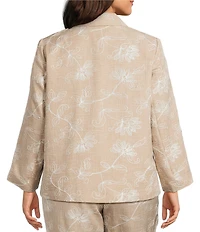 Kasper Plus Embroidered Jacket With Collar