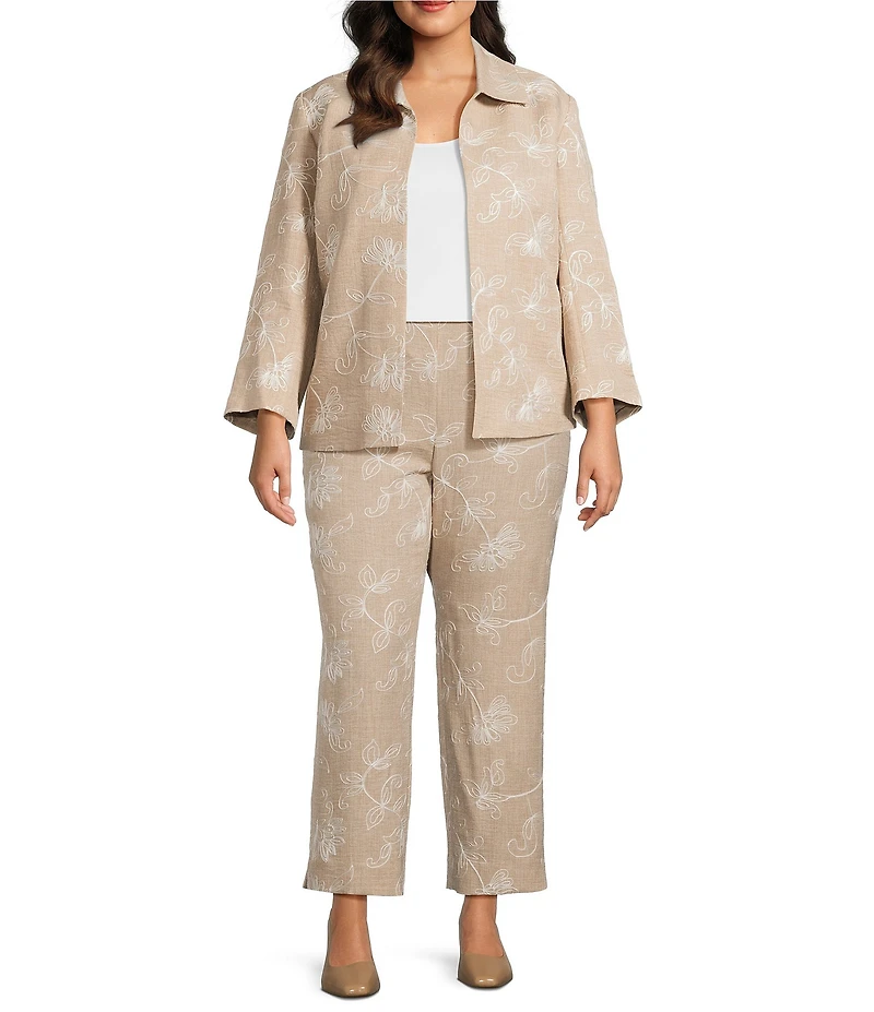Kasper Plus Embroidered Jacket With Collar