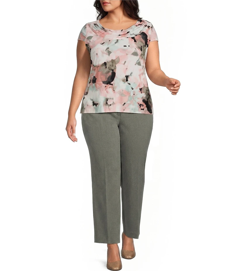 Kasper Plus Size Fly Front Stretch Crepe Pants