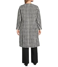 Kasper Plus Houndstooth Long Sleeve Crew Neck Topper