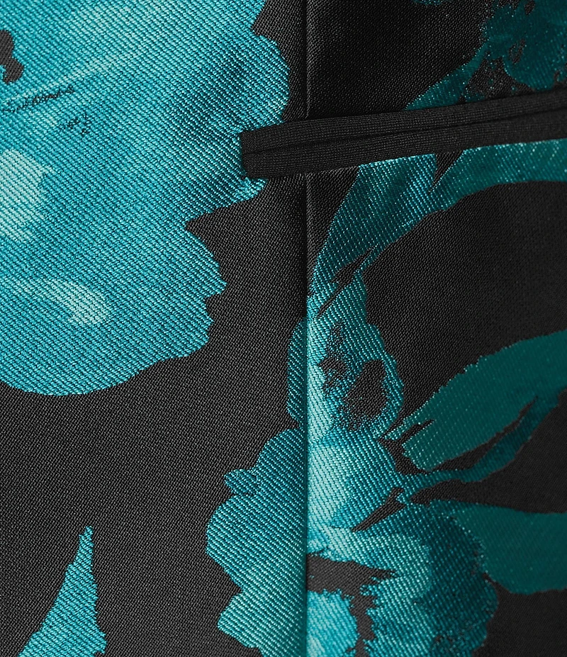 Kasper Plus Long Sleeve Floral Jacquard Open Front Jacket