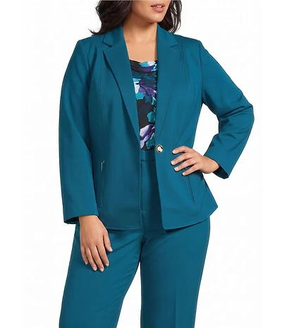 Kasper Plus Long Sleeve One Button Blazer