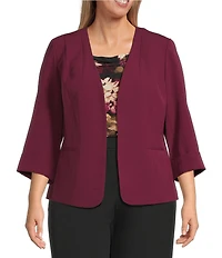Kasper Plus Multi Seam Open Front Cuff Sleeve Jacket