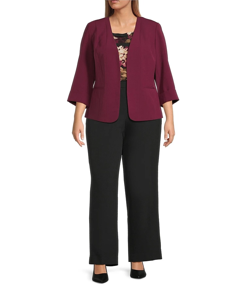 Kasper Plus Multi Seam Open Front Cuff Sleeve Jacket
