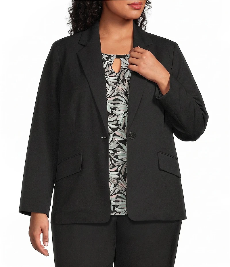 Kasper Plus Washable One Button Notch Collar Jacket