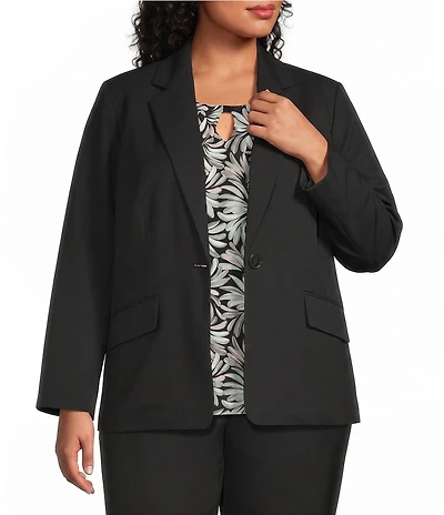 Kasper Plus Washable One Button Notch Collar Jacket