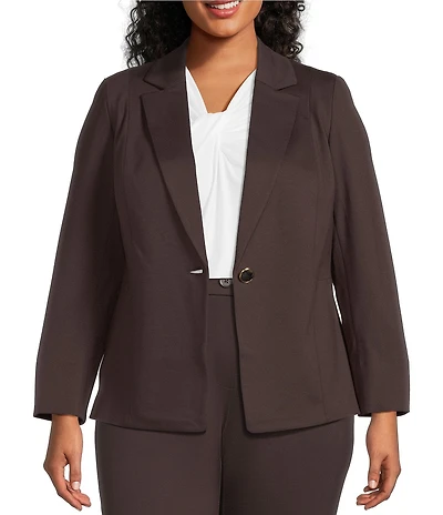 Kasper Plus One Button Notch Collar With Waist Seam Blazer Jacket