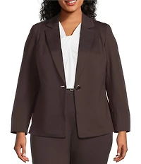 Kasper Plus One Button Notch Collar With Waist Seam Blazer Jacket
