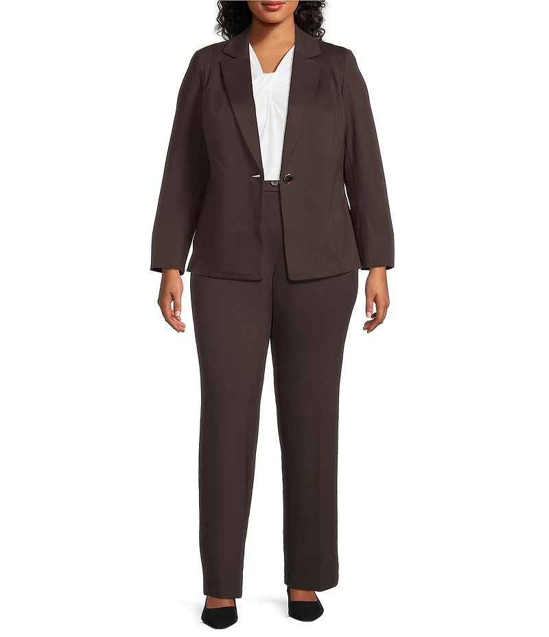 Kasper Plus One Button Notch Collar With Waist Seam Blazer Jacket