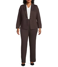 Kasper Plus One Button Notch Collar With Waist Seam Blazer Jacket