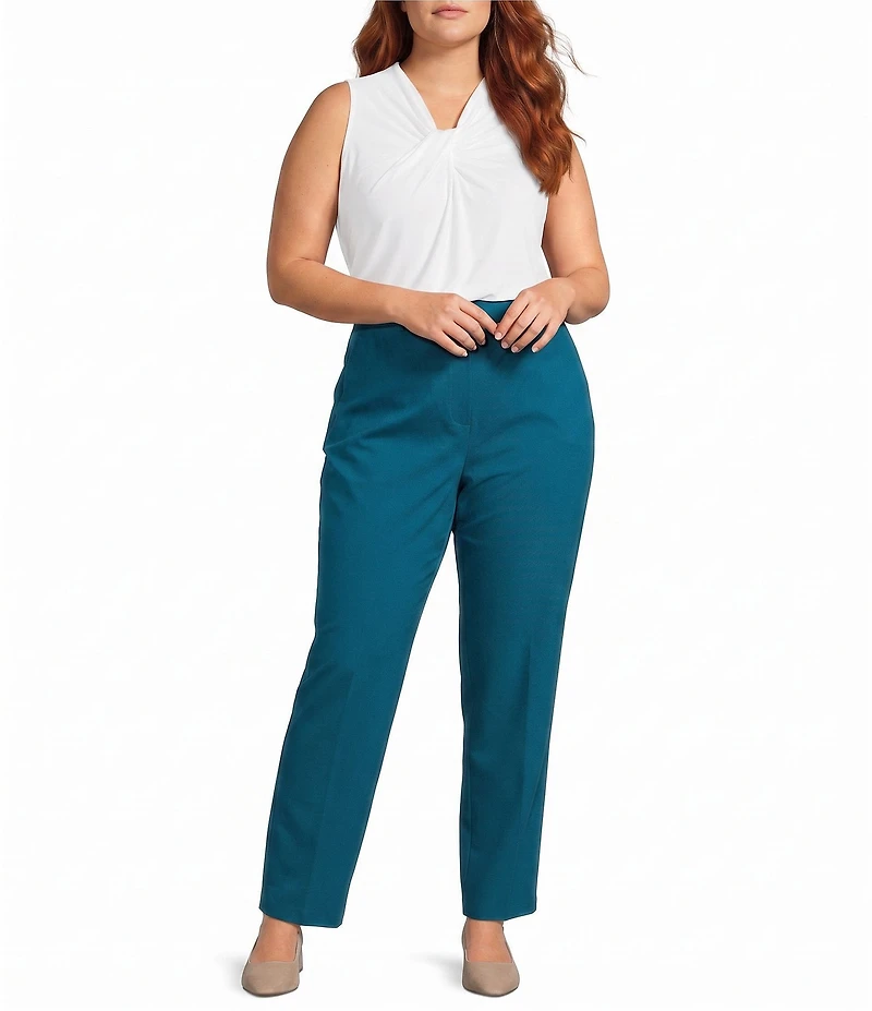 Kasper Plus Pull-On Compression Faux Fly Trousers
