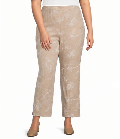 Kasper Plus Pull On Embroidered Pants