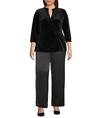 Kasper Plus Satin Elastic Back Pull On Trouser Pants