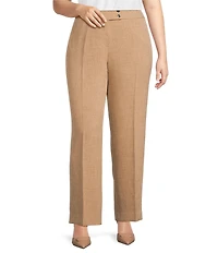 Kasper Plus Size Pebble Crepe Side Seam Pockets Wide Leg Pants