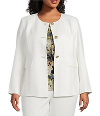 Kasper Plus Size 3 Button Peplum Jacket