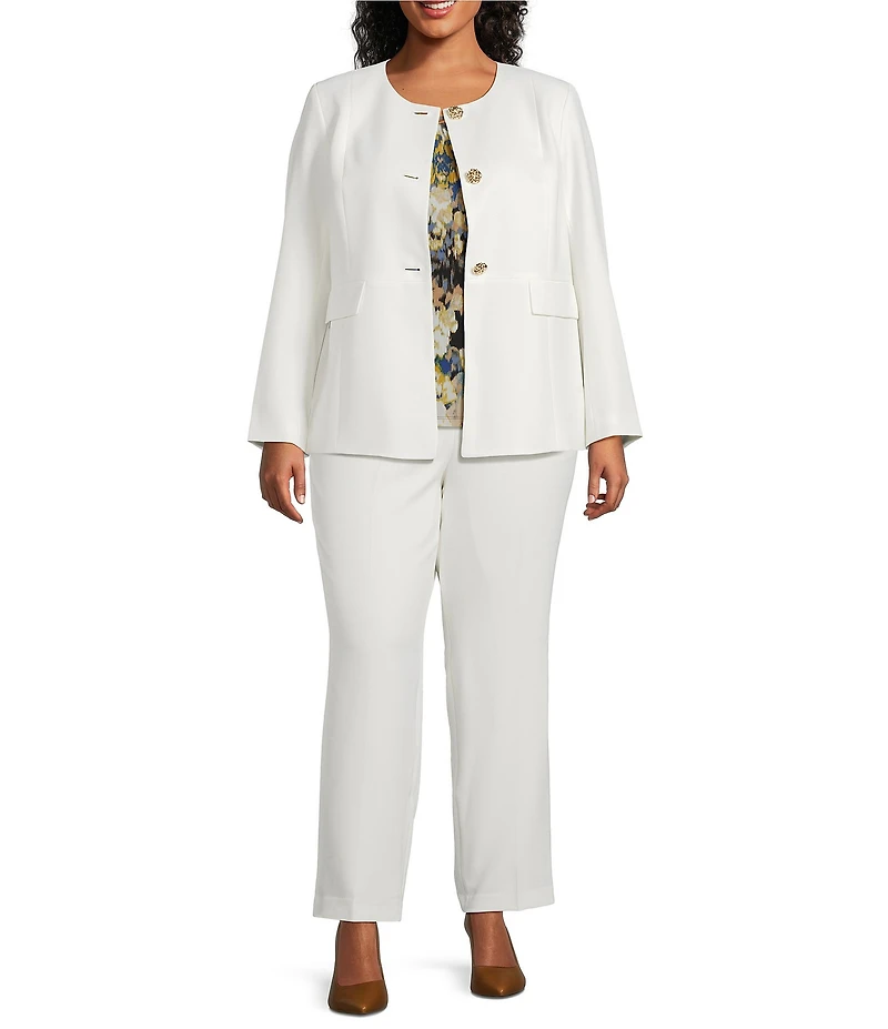 Kasper Plus Size 3 Button Peplum Jacket