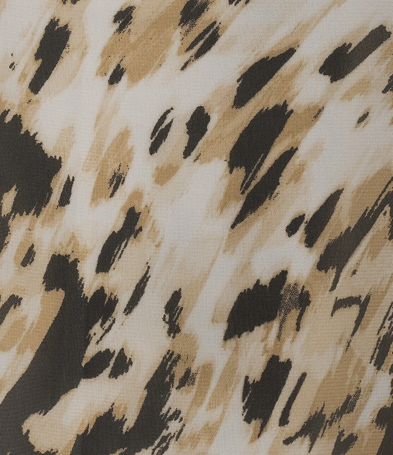Kasper Plus Size Animal Printed Boat Neck 3/4 Ruffle Sleeve Blouse