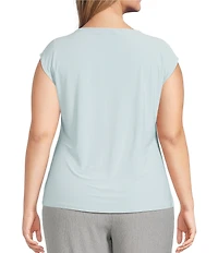 Kasper Plus Size Beaded Round Neck Cap Sleeve Top