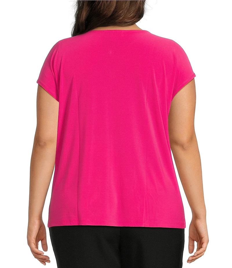 Kasper Plus Size Cap Sleeve Scrunch Front Top
