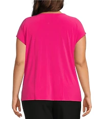 Kasper Plus Size Cap Sleeve Scrunch Front Top