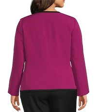 Kasper Plus Size Contrast Trim Open Front Blazer