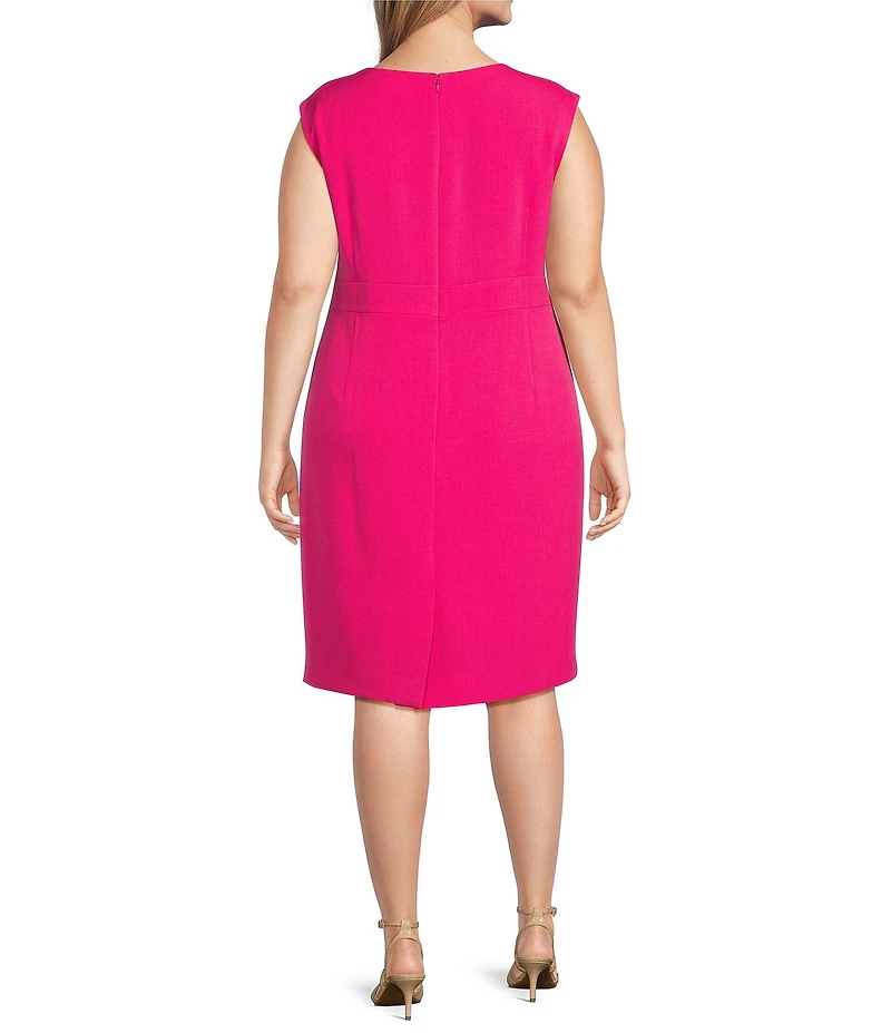 Kasper Plus Size Crepe Cap Sleeve Princess Seam Sheath Dress