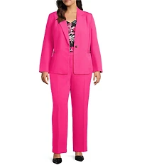 Kasper Plus Size Crepe Fly Front Full Length Trouser Pants