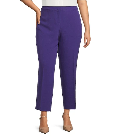 Kasper Plus Size Crepe Fly Front Slim Leg Pants