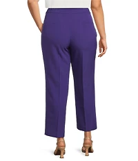 Kasper Plus Size Crepe Fly Front Slim Leg Pants