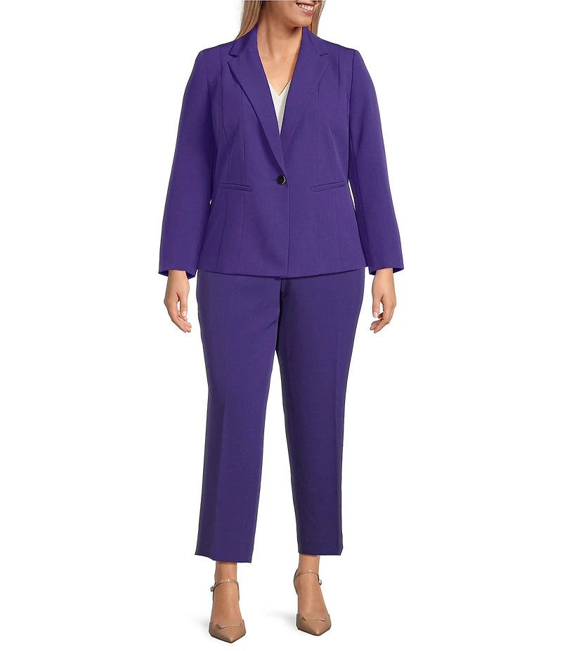 Kasper Plus Size Crepe Fly Front Slim Leg Pants
