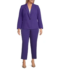Kasper Plus Size Crepe Fly Front Slim Leg Pants