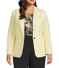 Kasper Plus Size Crepe Notch Lapel One Button Blazer