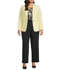 Kasper Plus Size Crepe Notch Lapel One Button Blazer