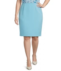 Kasper Plus Size Crepe Slim Pencil Midi Skirt