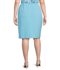 Kasper Plus Size Crepe Slim Pencil Midi Skirt