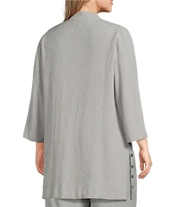 Kasper Plus Size Crinkle Open Front Duster Cardigan