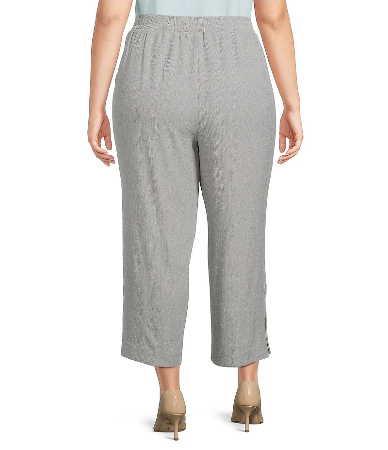 Kasper Plus Size Crinkle Pull On Wide Leg Crop Pants