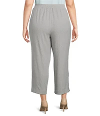 Kasper Plus Size Crinkle Pull On Wide Leg Crop Pants