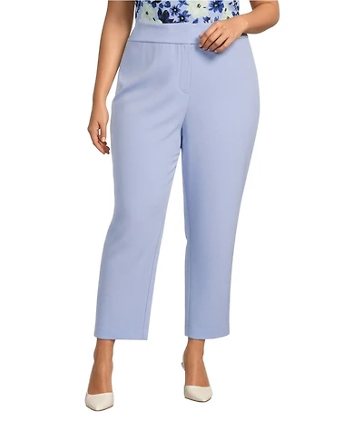Kasper Plus Size Flat Front Side Seam Pocket Straight Leg Pants