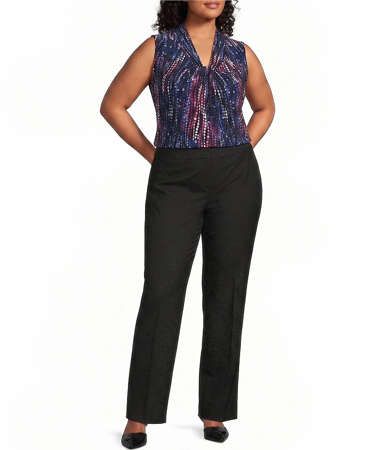 Kasper Plus Size Flat Front Trousers