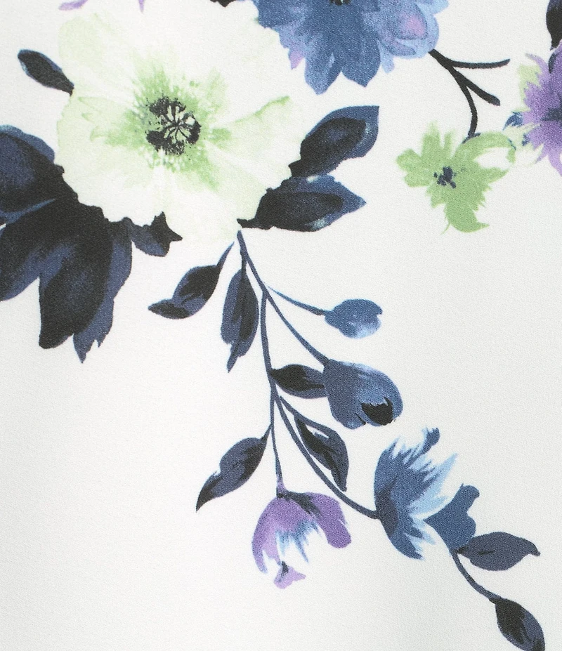 Kasper Plus Size Floral Print Flutter Sleeve Blouse