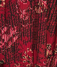 Kasper Plus Size Floral Print Knit Scoop Neck 3/4 Sleeve A-Line Dress